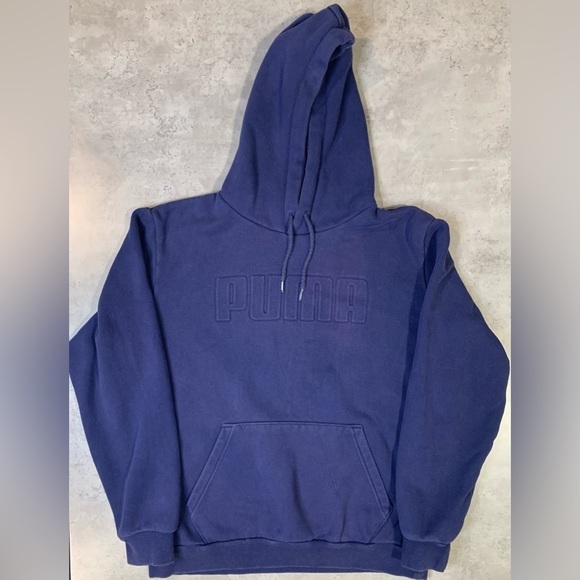 Puma Navy Blue Cotton Fleece  Hooded Sweatshirt, Size M - Picture 8 of 8